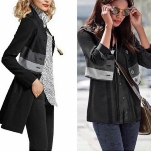 CAbi #3176 Osaka Nights Convertible Jacket/Coat Black‎ + Gray Size Medium - Picture 1 of 9